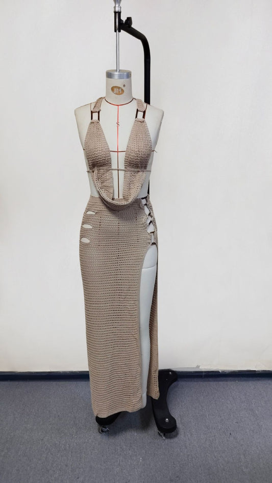 Knitted beach bikini cover up dress