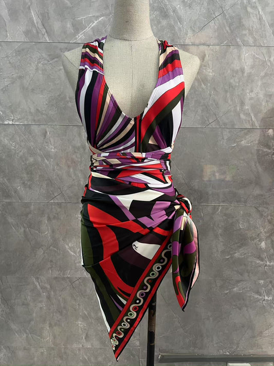 One-piece split bikini swimsuit