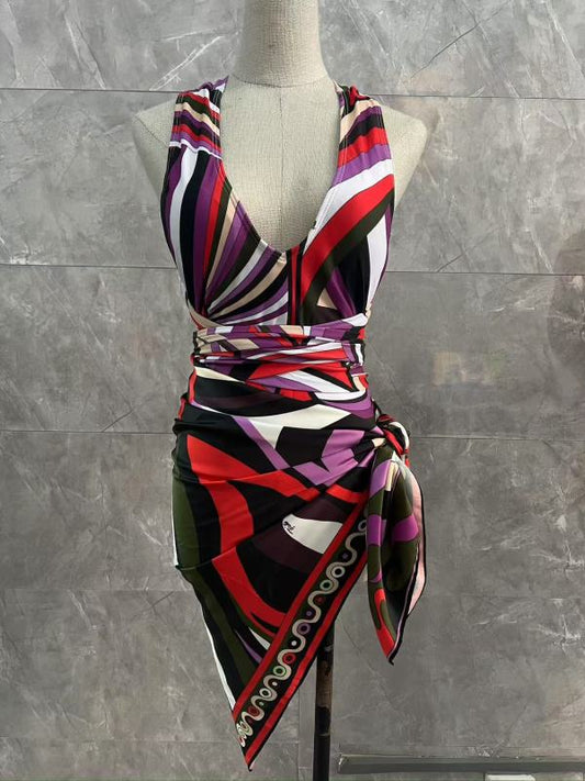 One-piece split bikini swimsuit