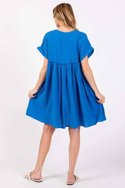 SAGE + FIG Button Up short Sleeve Dress - MONLANE