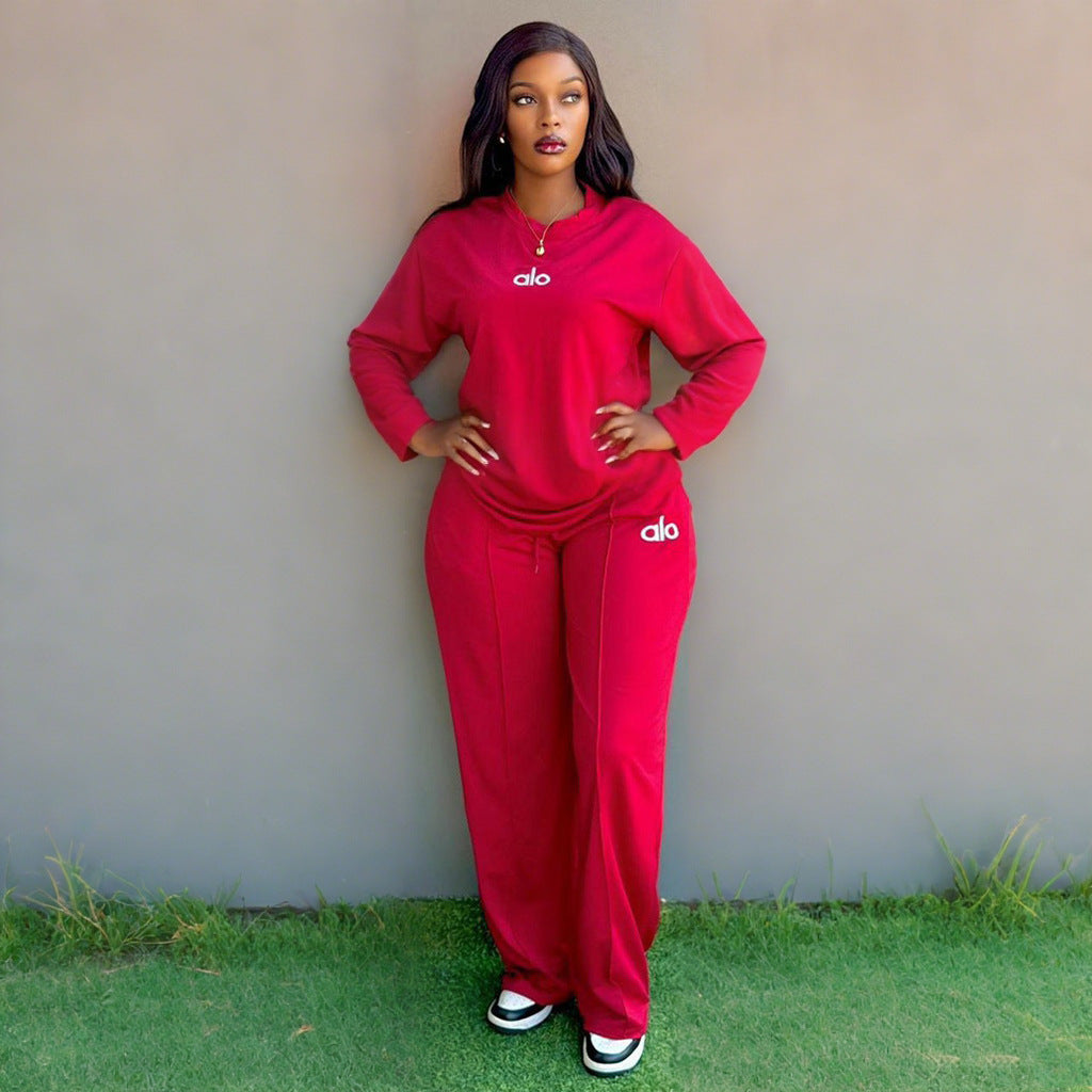 Long sleeved shirt, wide leg pants set