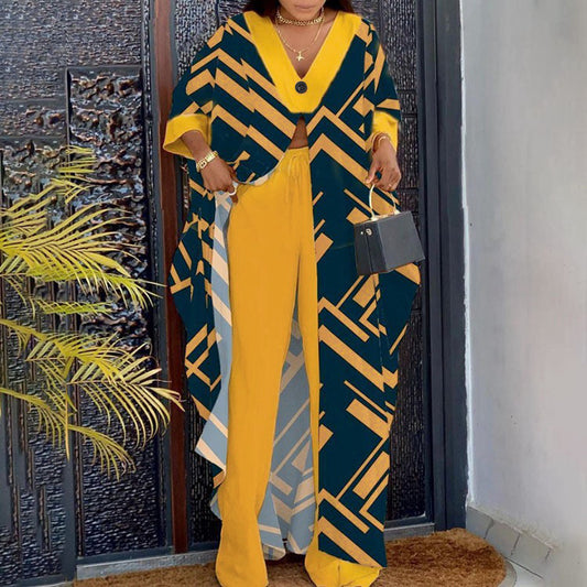 Printed Pullover Loose Pants Set
