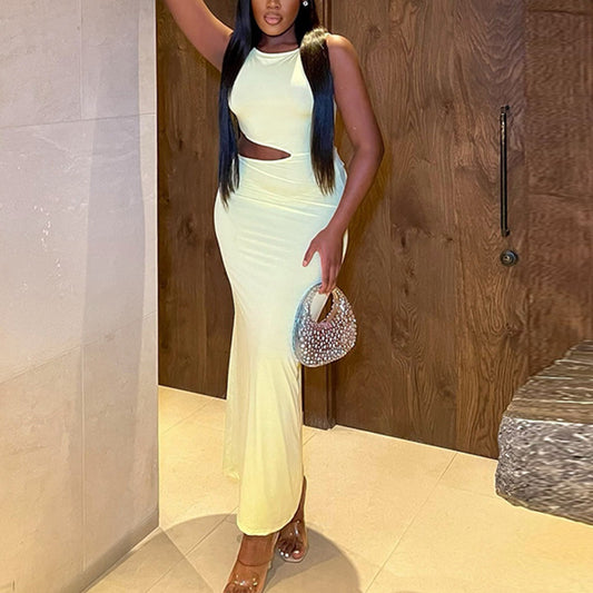 One-Step Skirt Round Neck Dress