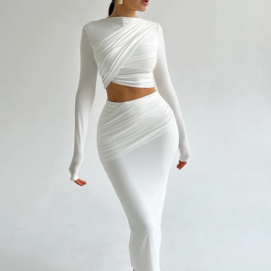 Long Sleeved Crop top Two-Piece Set