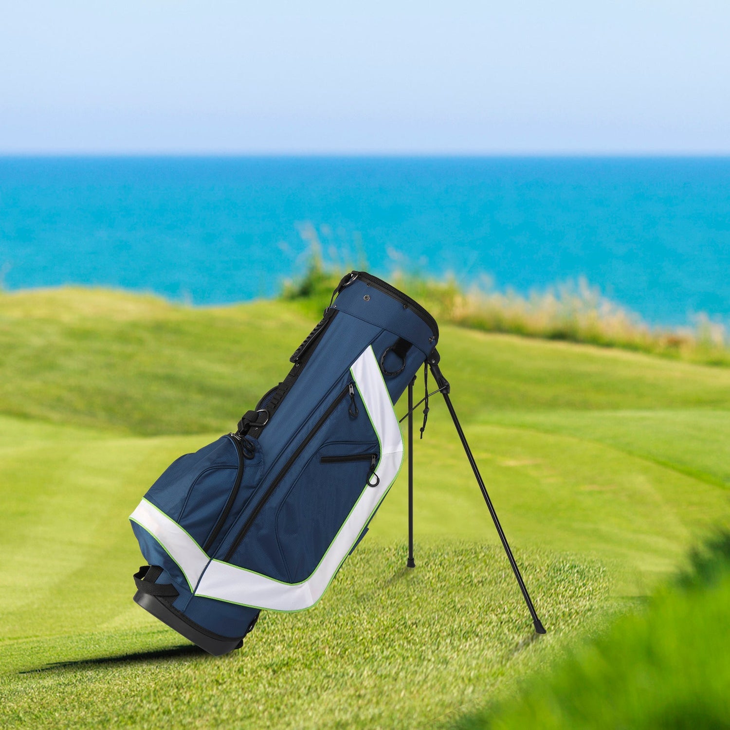 6 Hole Multi-Function Bracket Golf Bag Blue And White - MONLANE