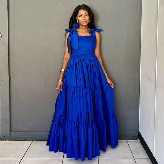 Tied Long Waist Cinching Suspender Dress