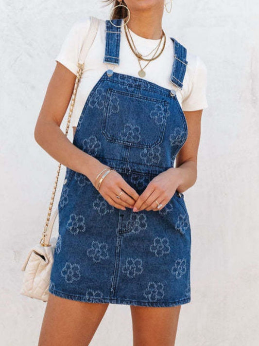 Wide Strap Denim Overall Dress