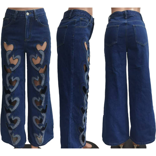 Elastic Embroidery Straight Leg Pants