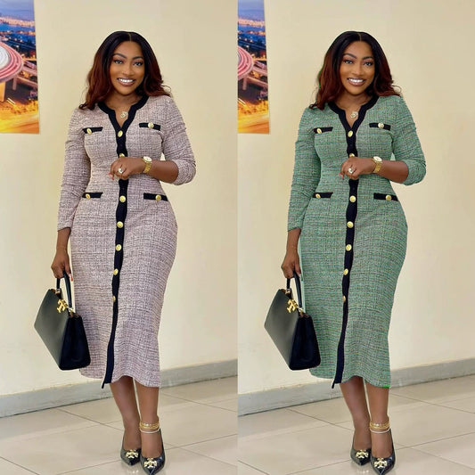 Knitted small fragrant style slim fit dress