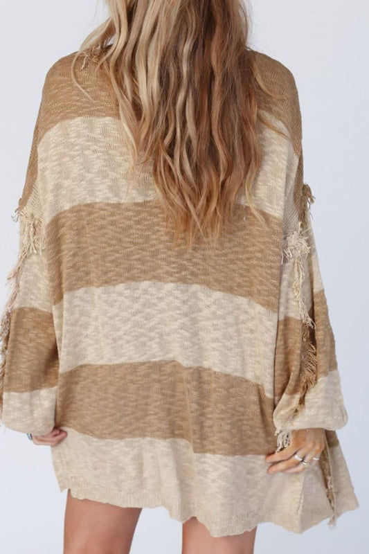 Color Block Open Front Cardigan