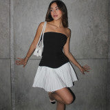 strapless pleated dress