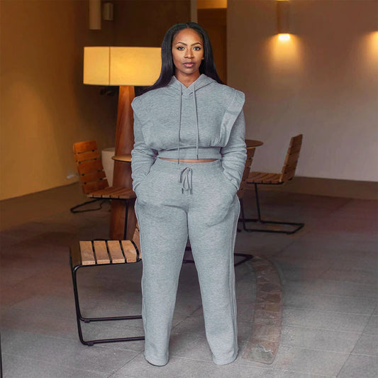 Hoodie wide leg two-piece set