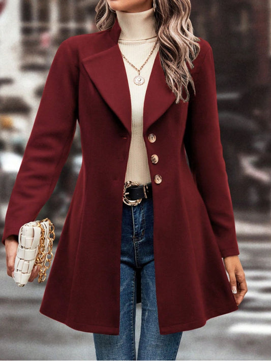 Collared Neck Long Sleeve Coat