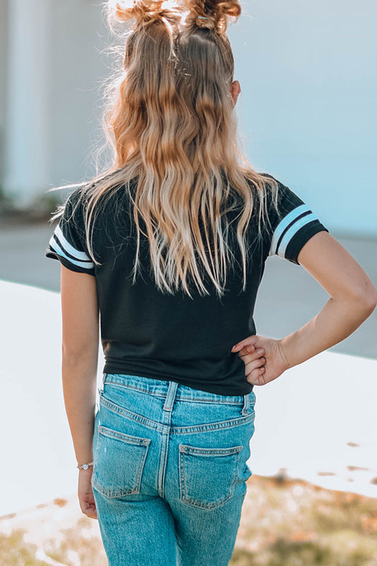 Girls Striped Tie Front T-Shirt - MONLANE