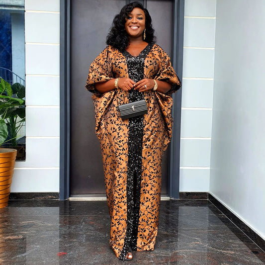 Splicing Printed Robe Dress