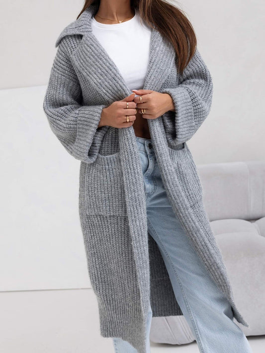 Pocketed Dropped Shoulder Cardigan