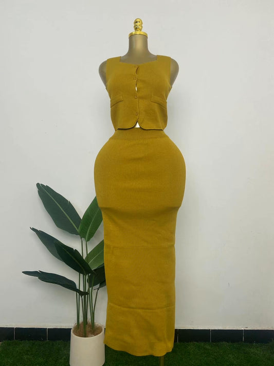 knitted two-piece skirt set