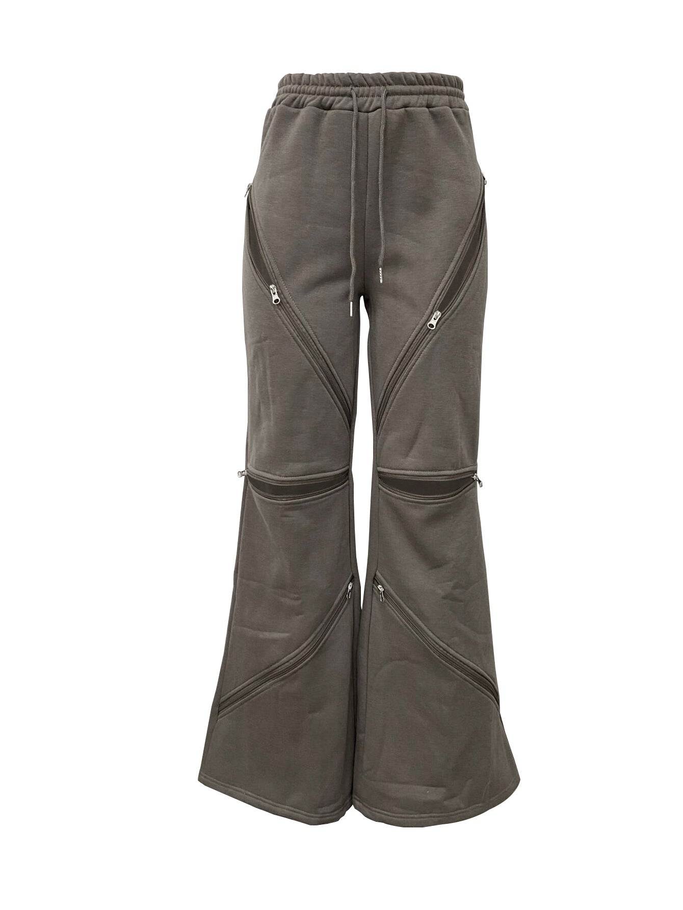 Splicing multiple zippers flared pants