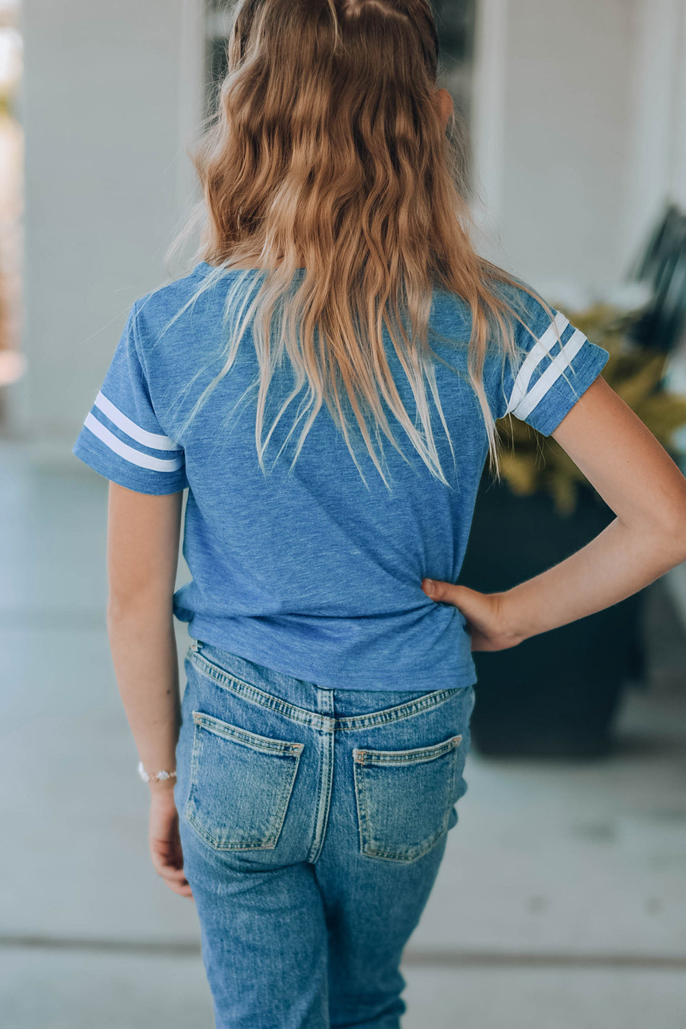 Girls Striped Tie Front T-Shirt - MONLANE