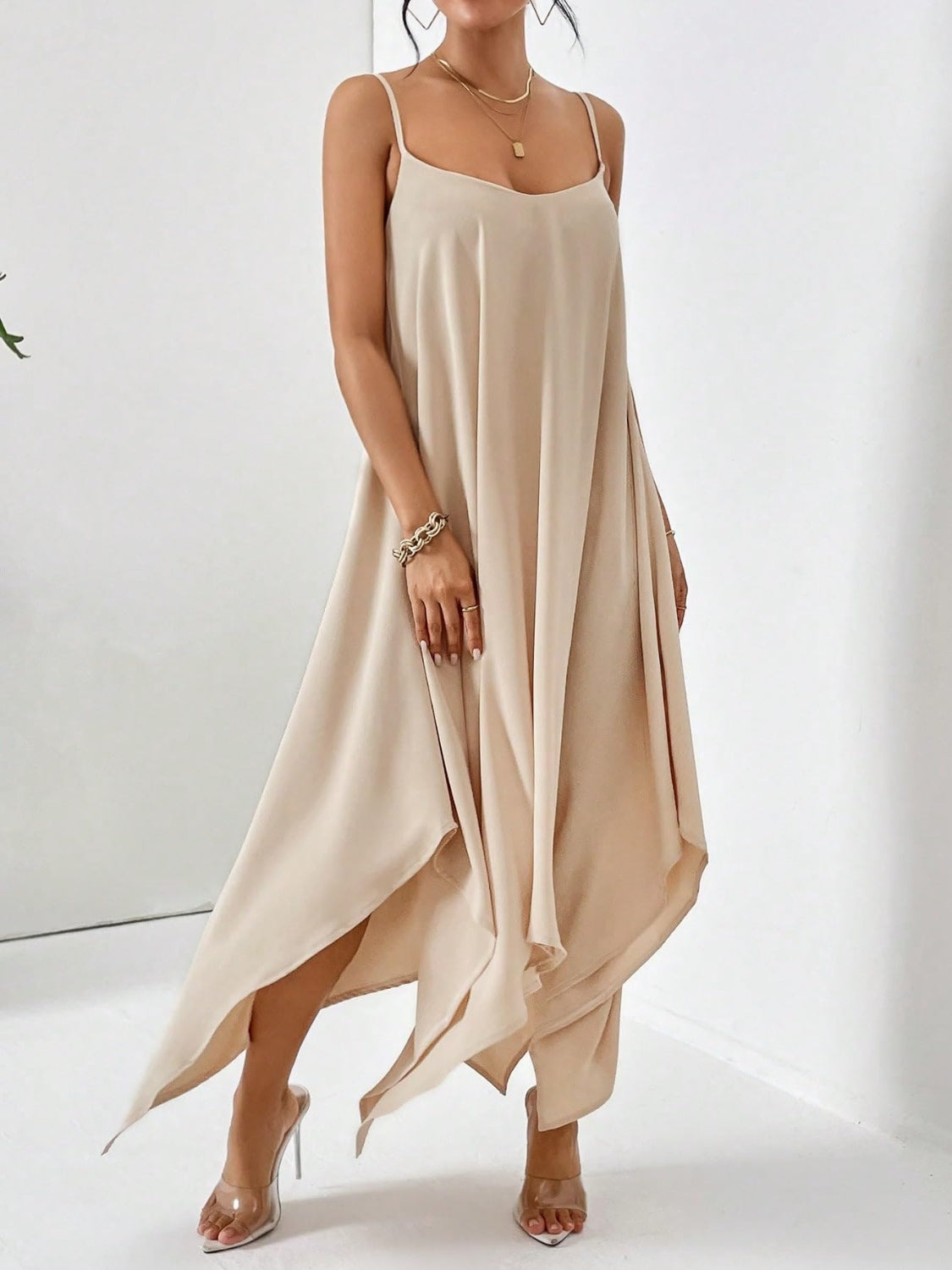 Scoop Neck Midi Cami Dress - MONLANE