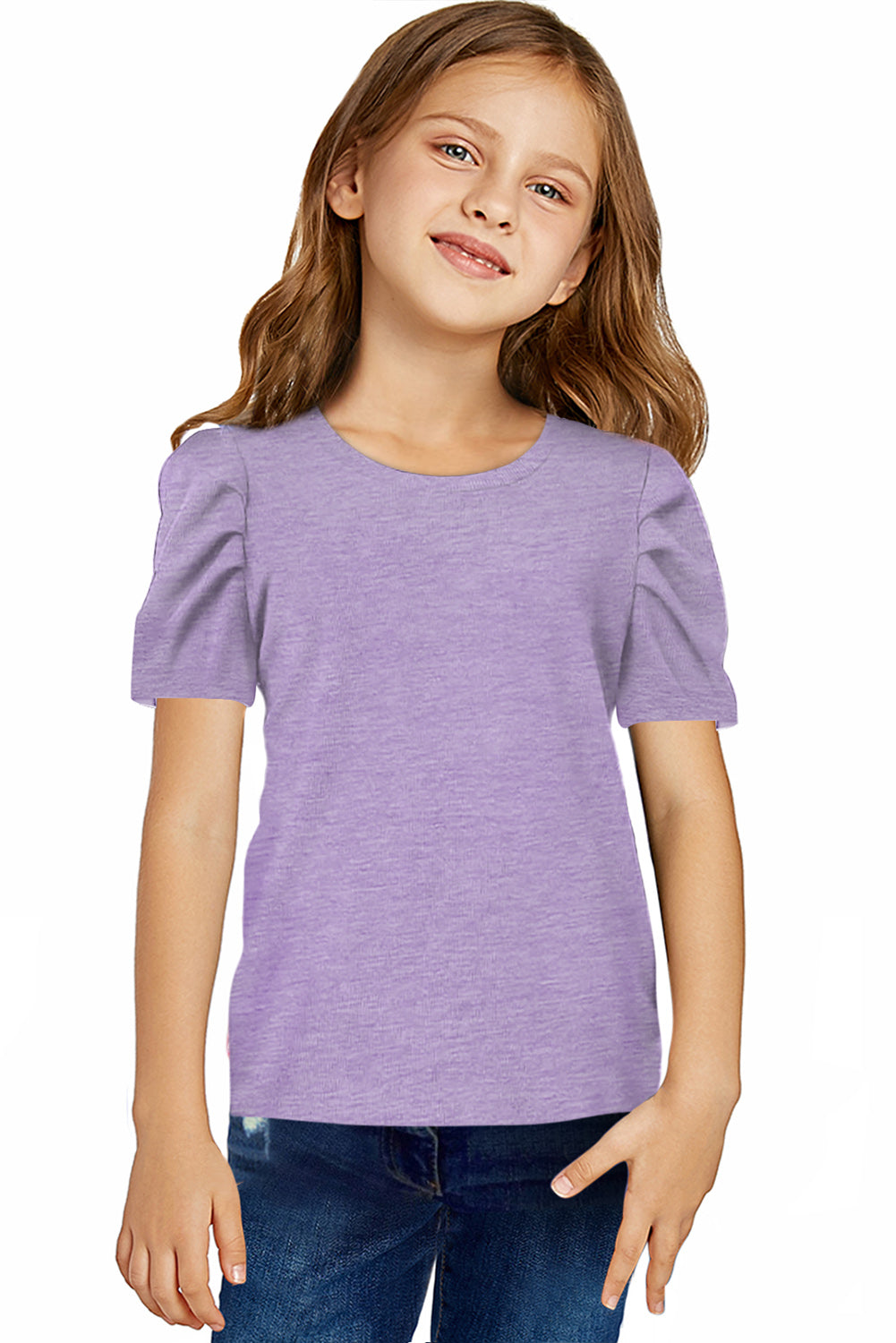Round Neck Puff Sleeve T-Shirt - MONLANE