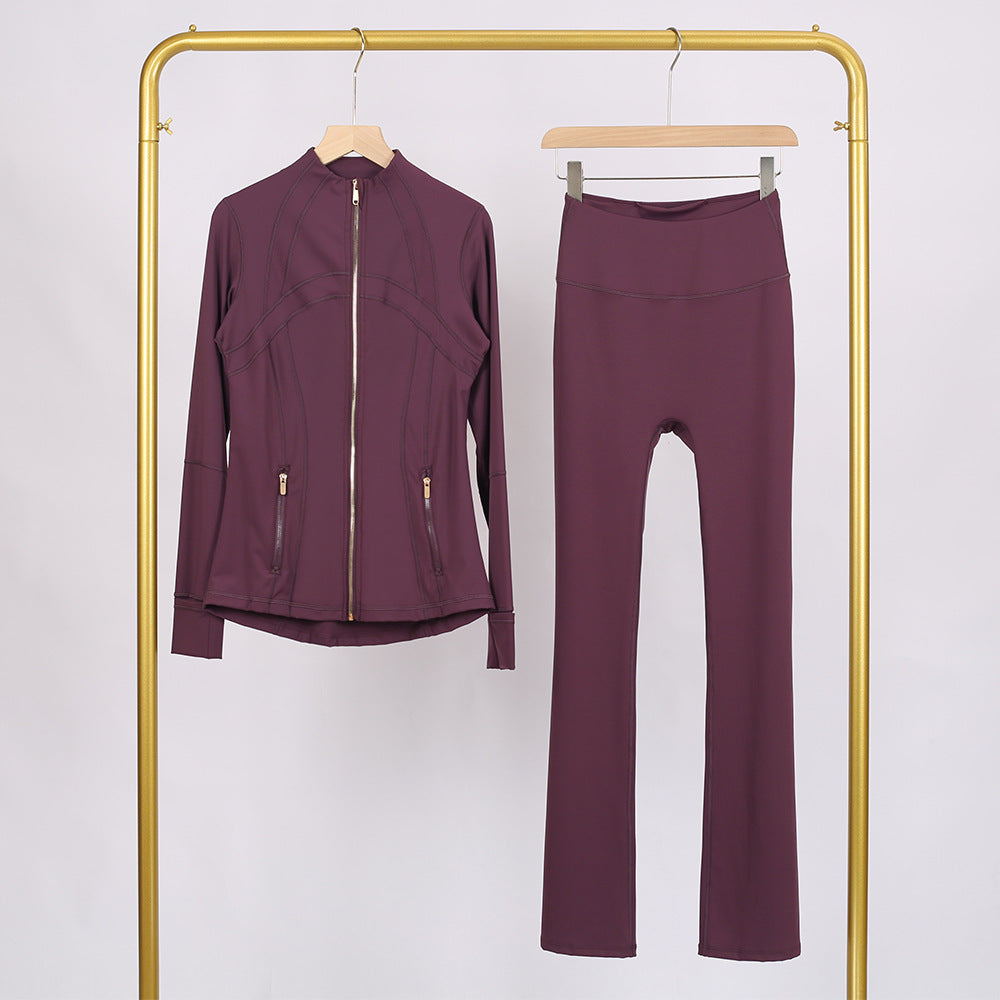 Golden zipper Slim fit  yoga pants set