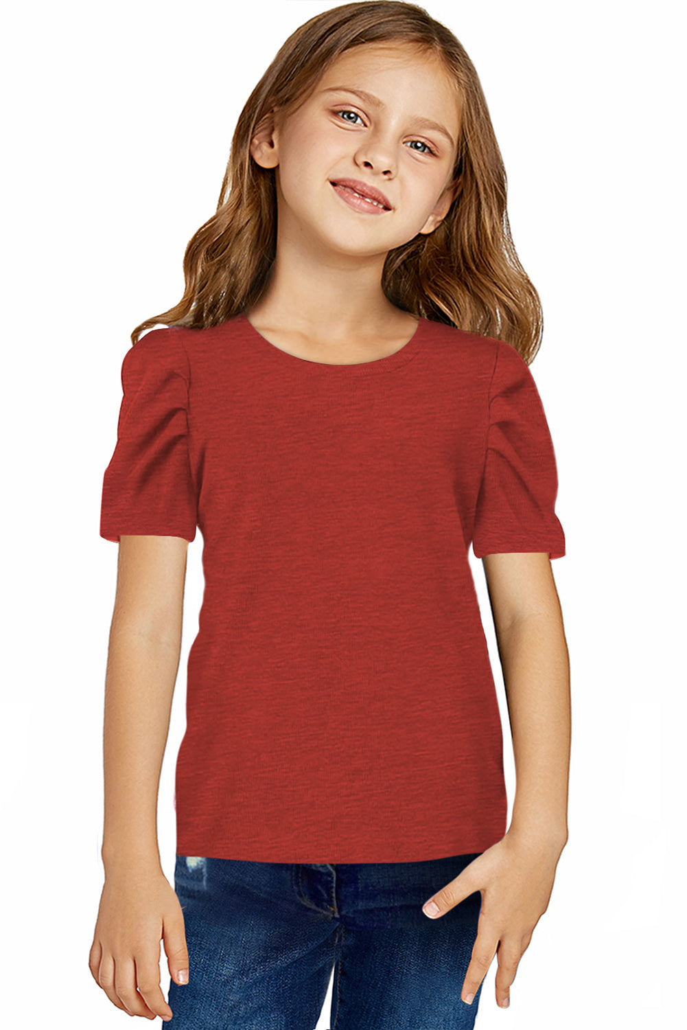 Round Neck Puff Sleeve T-Shirt - MONLANE