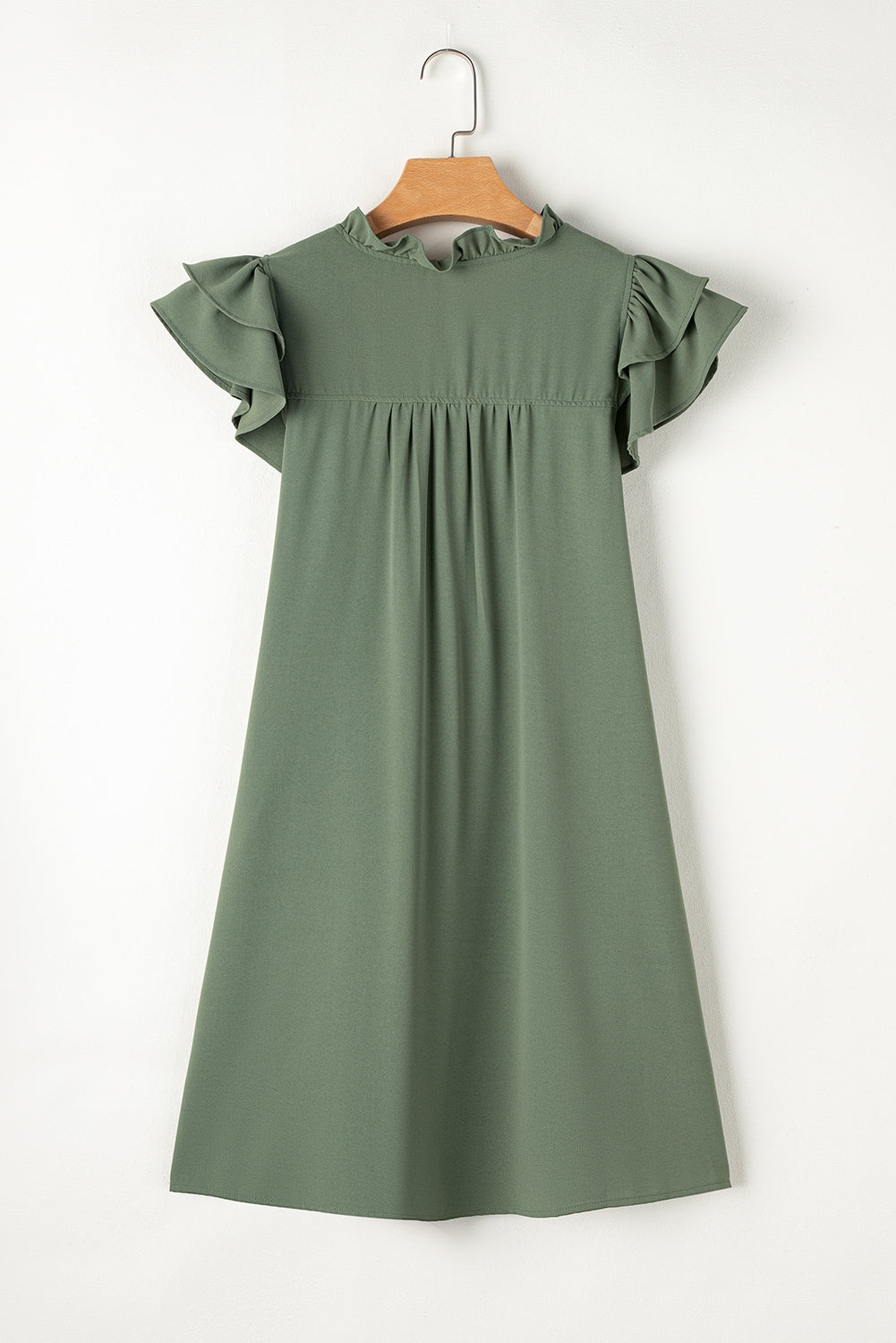 Ruffled V-Neck Cap Sleeve Mini Dress - MONLANE
