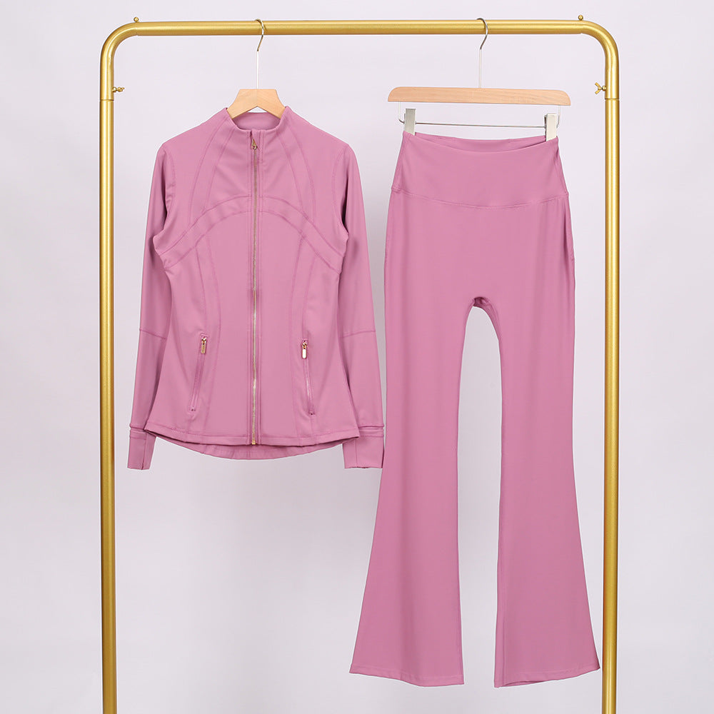 Golden zipper Slim fit  yoga pants set