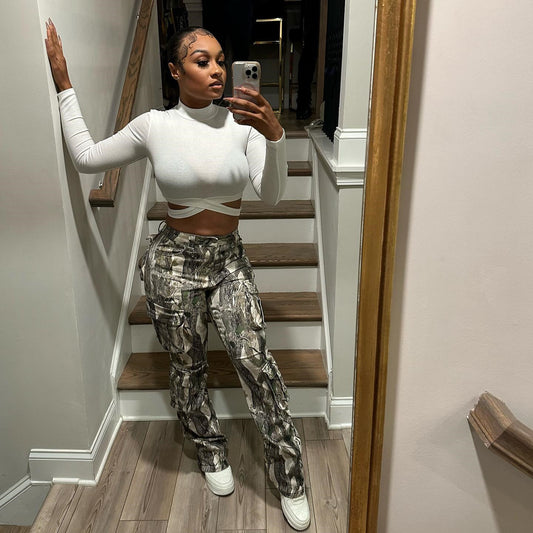 Splicing Camouflage High Waist Pants