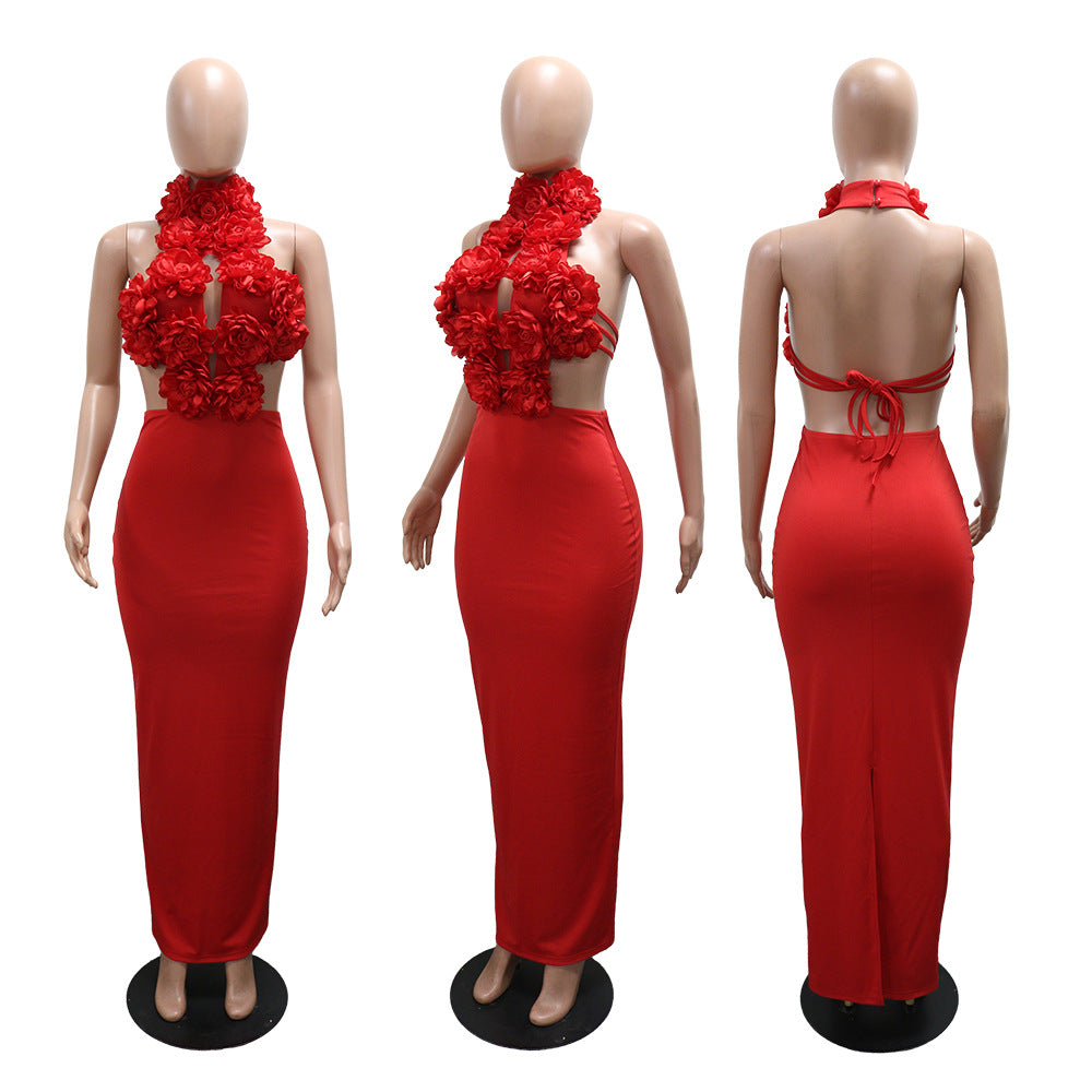 Hanging Neck Evening Dress