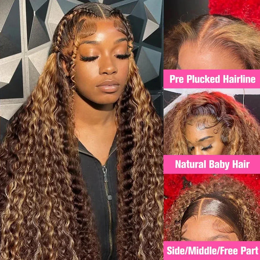 Honey Blonde Water Wave Lace Frontal