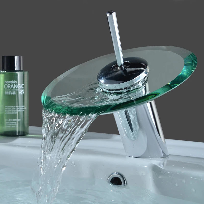 Glass Waterfall Sink Faucet