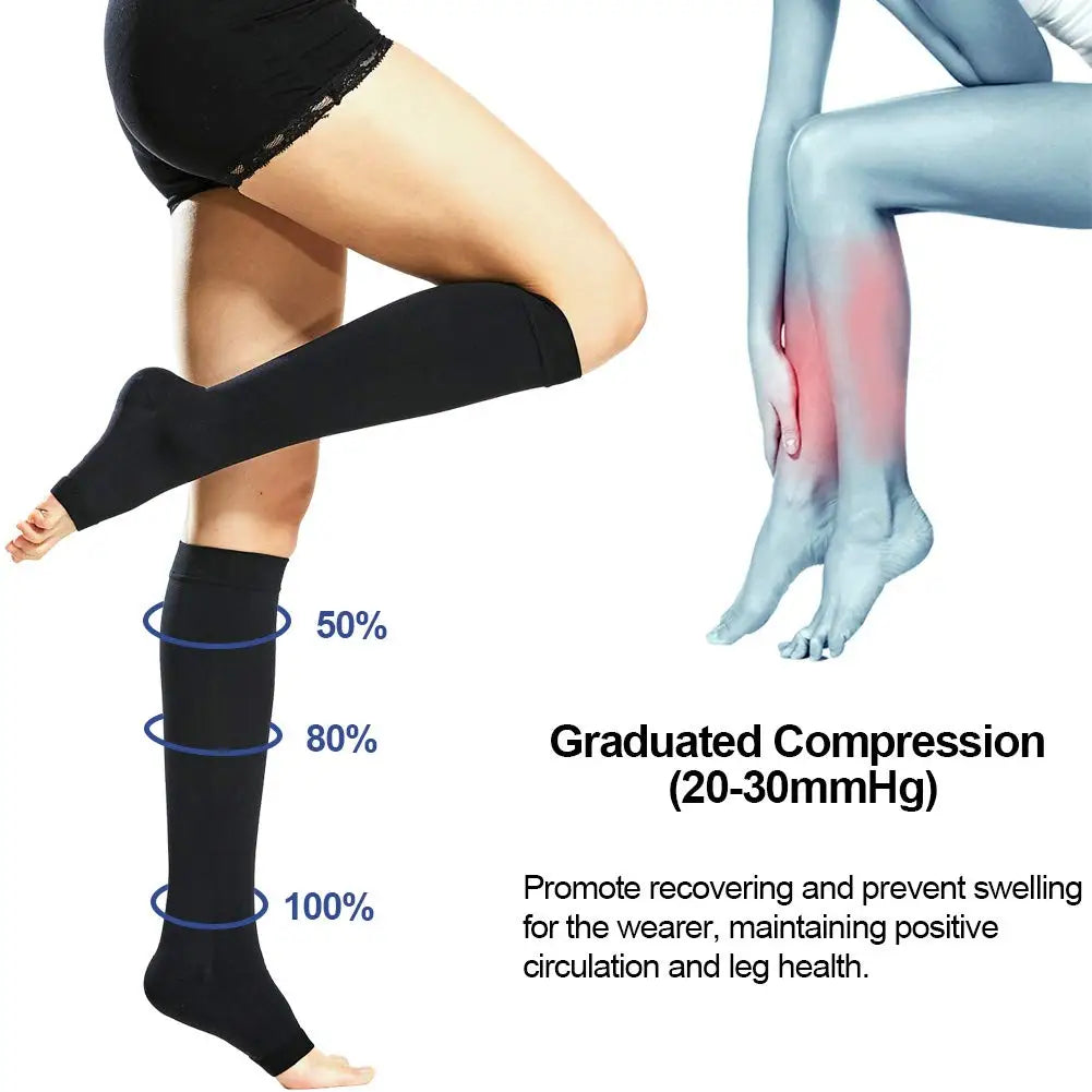 Open Toe Knee High Calf Compression Socks Women & Men - MONLANE