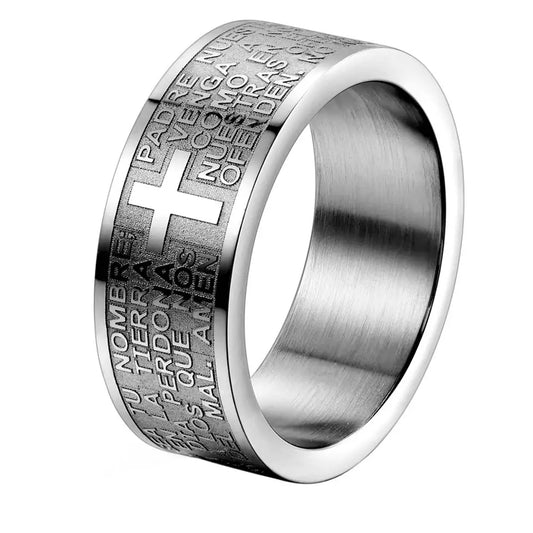 Stainless Steel Spanish Lord's Prayer Ring