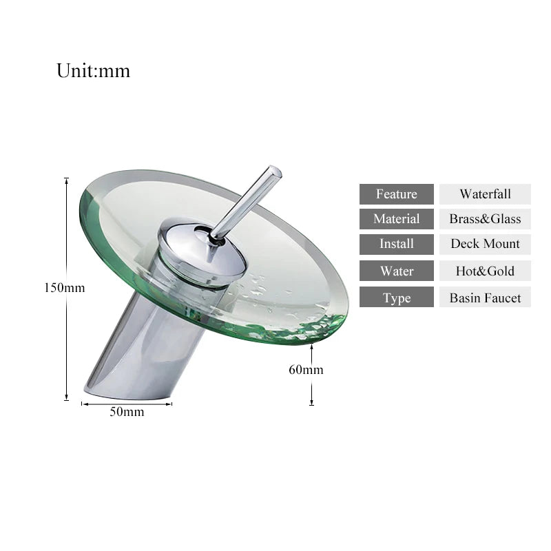 Glass Waterfall Sink Faucet