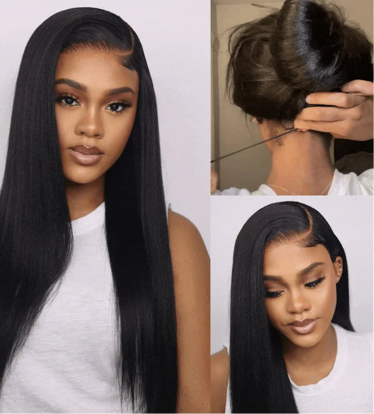 Drawstring Yaki Straight Glueless Wig