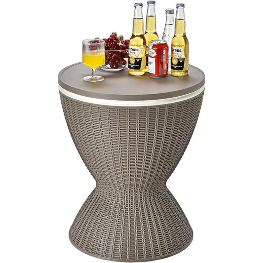 Rattan Patio Bar Cooler Table