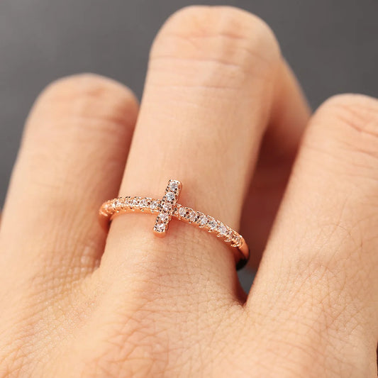 Micro-inlaid Zircon Dainty Rings