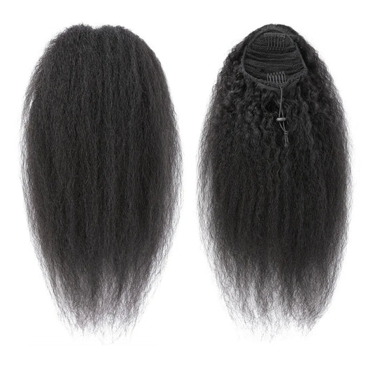 Kinky Straight Drawstring Ponytail Human Hair