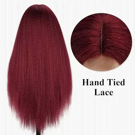 Burgundy Kinky Straight Lace Front Wig