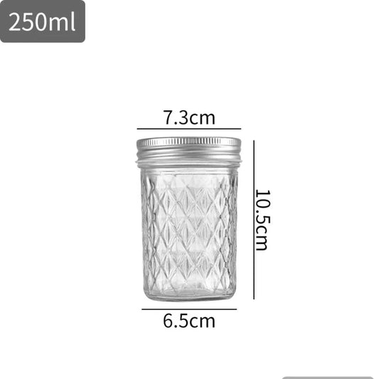 Transparent Diamond Pattern mason Jar