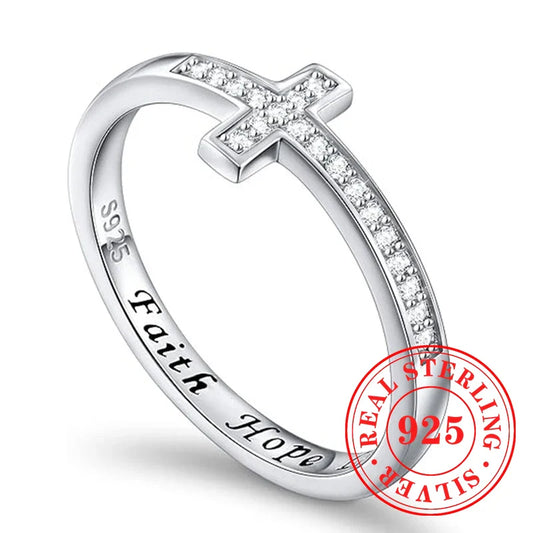 Sterling Silver Cross CZ Rings