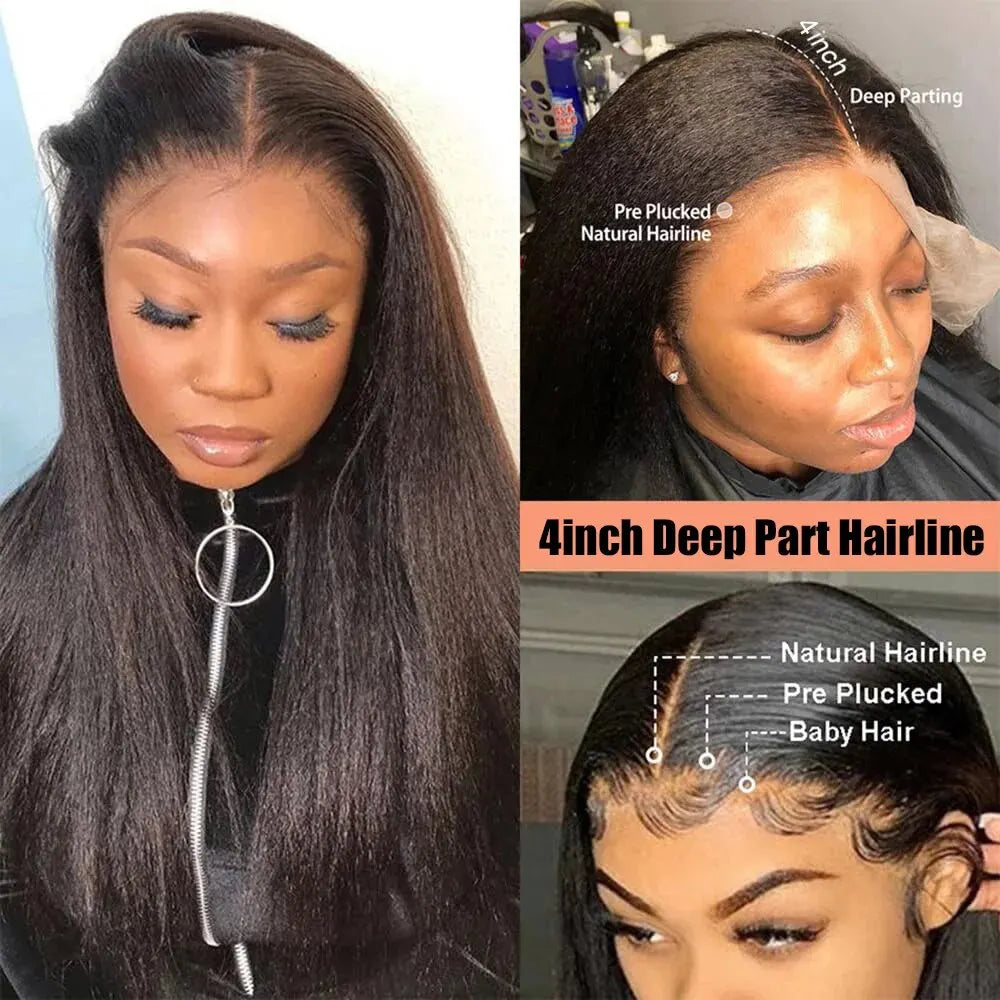 Lace Front Yaki Straight Human Hair
