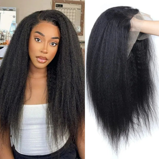 Lace Front Yaki Straight Human Hair
