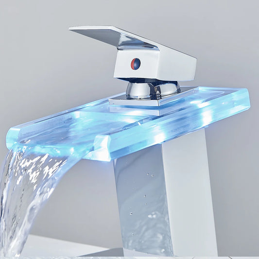 LED Waterfall Bathroom Sink Faucet