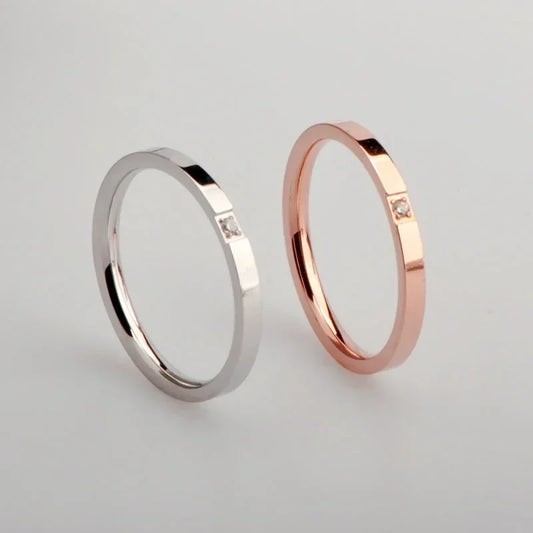 High End Single Zircon Thin Ring