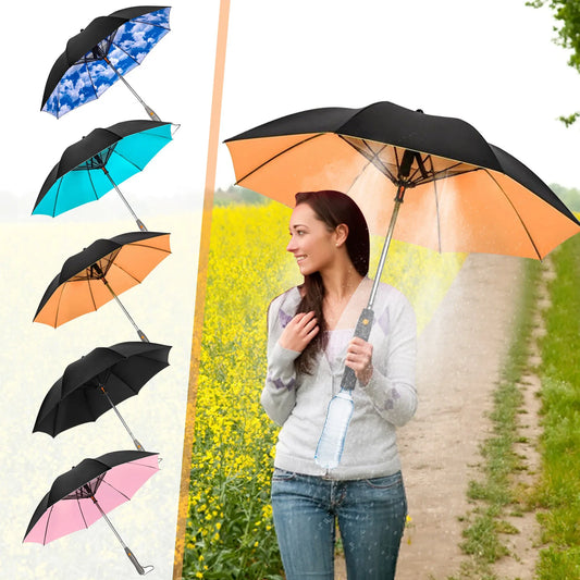 Uv Blocking Umbrella With Fan And Mist Spray