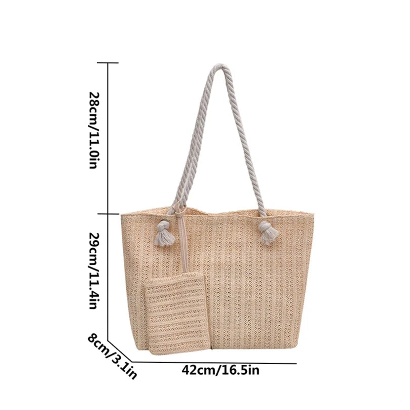 Large Capacity Straw Tote Bag