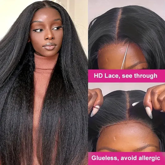 Kinky Straight Lace Front Pre Plucked Human Wig